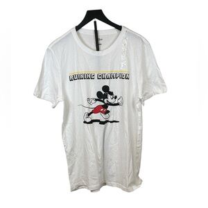 Disney Men's White and Red Mickey Mouse Running Champion Tee